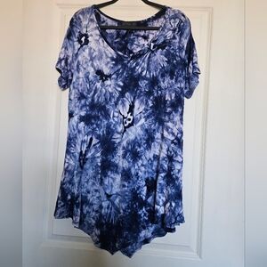 Doublju Navy Tie-Dye Short Sleeve Tee